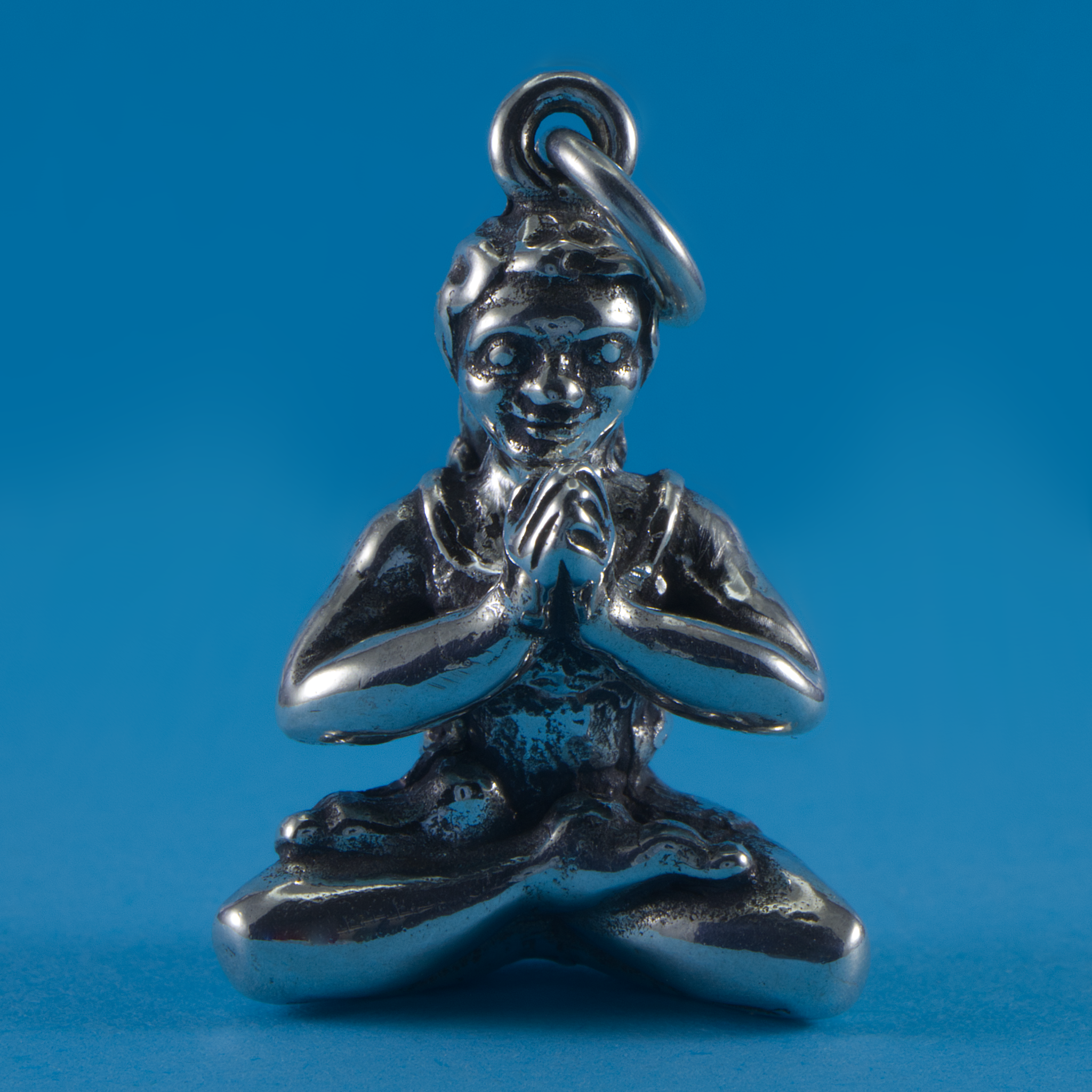 Sterling Silver Yoga Lotus Pose charm or pendant - CharmWorks