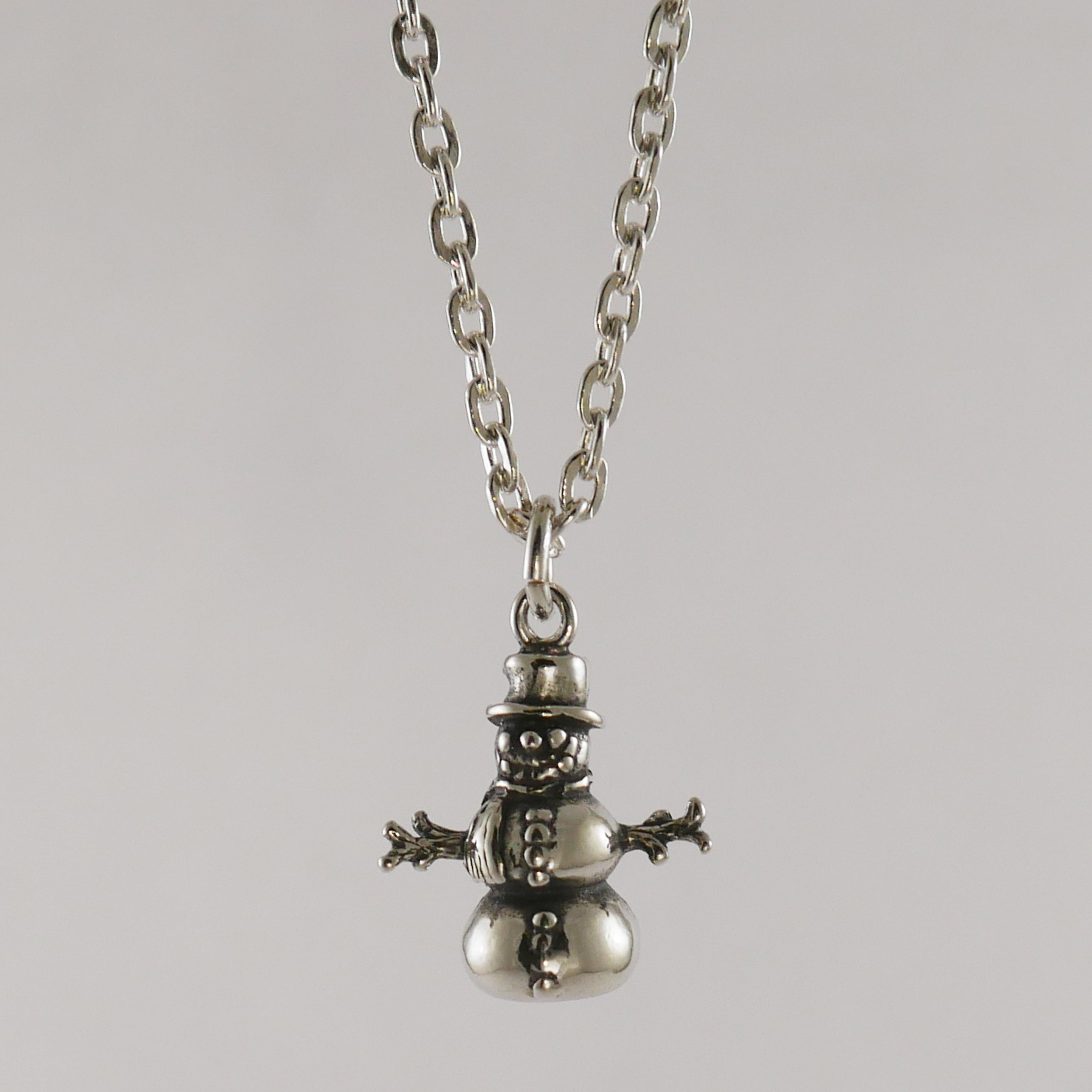Sterling Silver snowman pendant on a chain