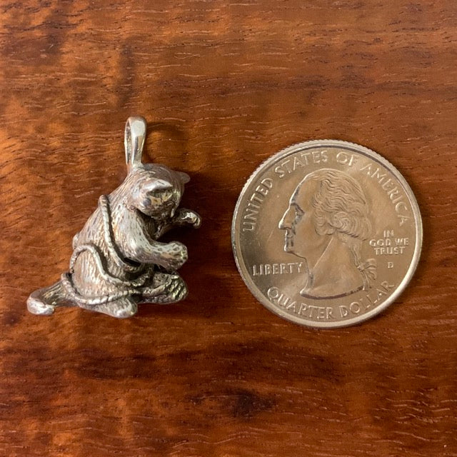 Kitten Pouncing On Yarn Pendant - Charmworks