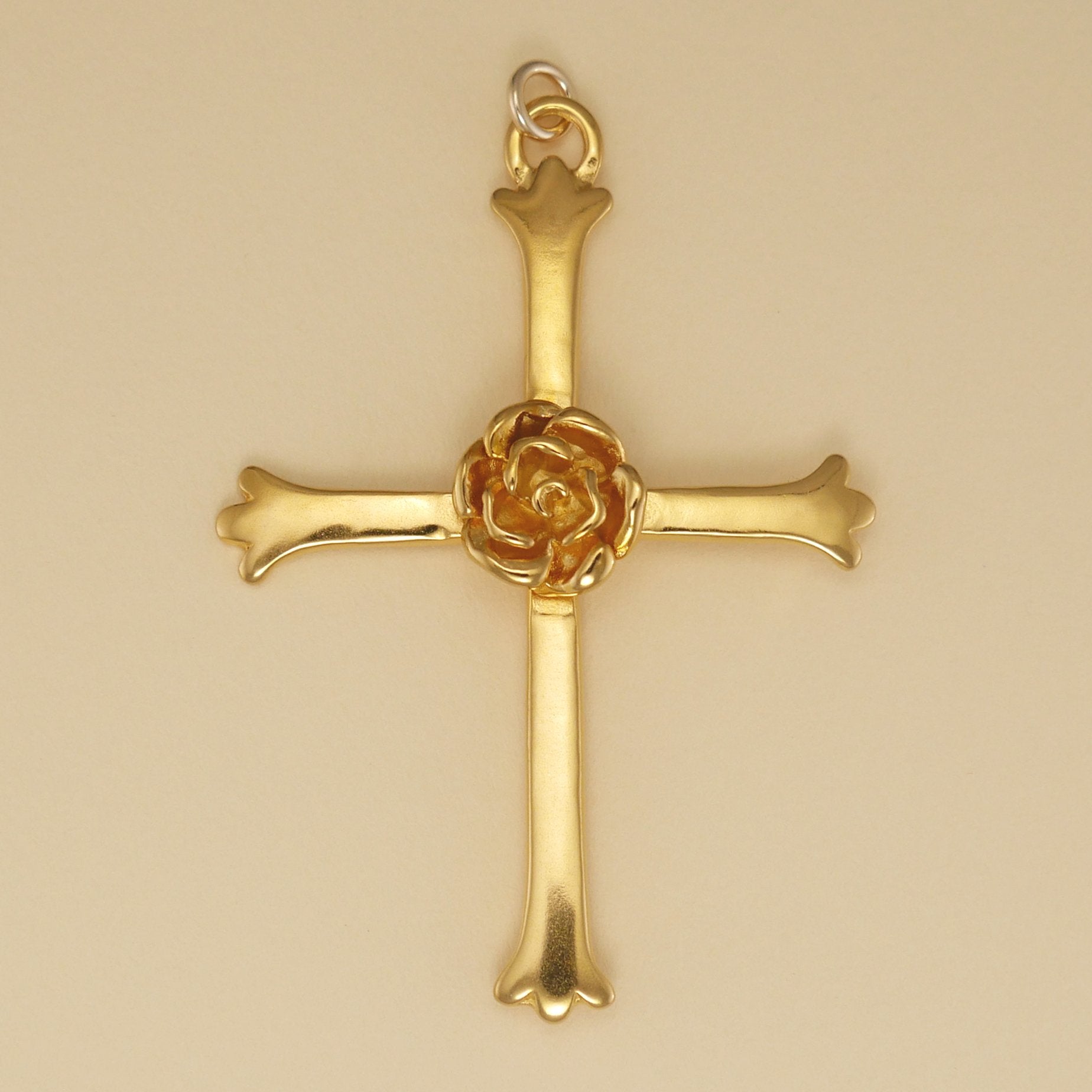 Rose Cross Pendant - Charmworks