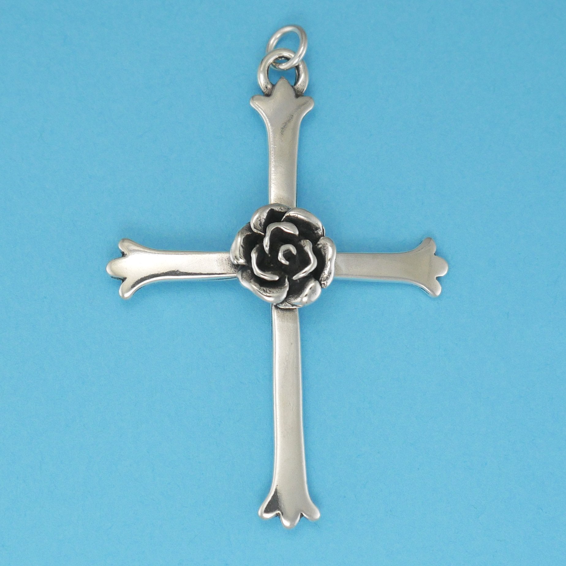 Rose Cross Pendant - Charmworks