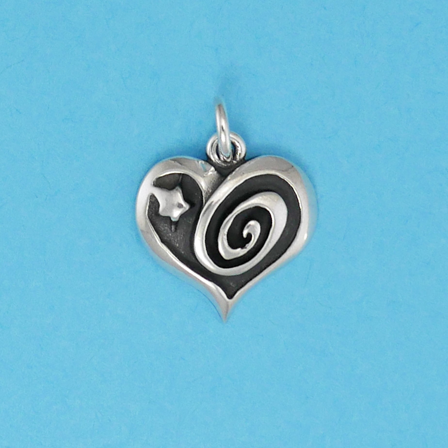 Swirl And Star Heart Charm - Charmworks