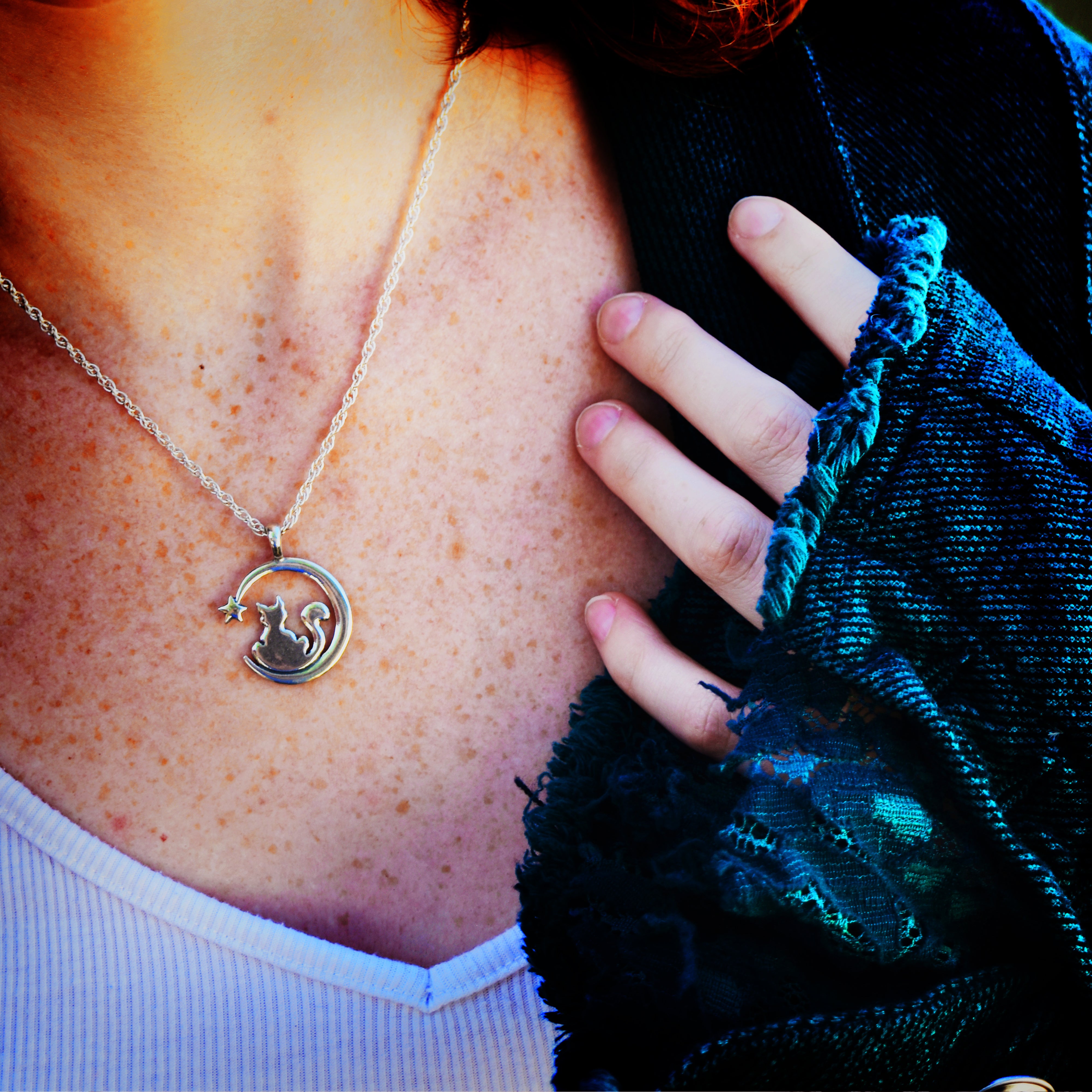 Cat and Moon Necklace - Charmworks