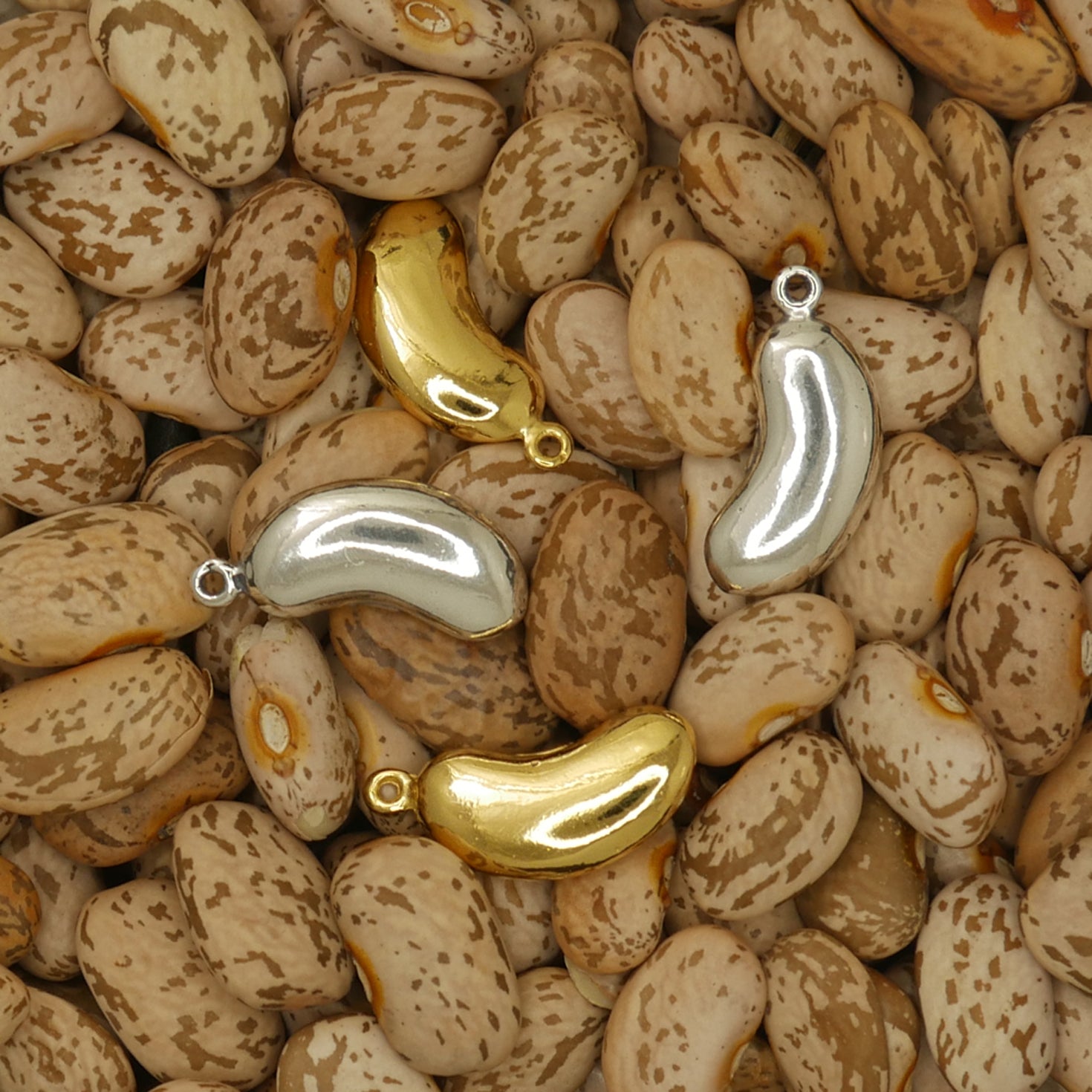 sterling silver and gold vermeil bean charms