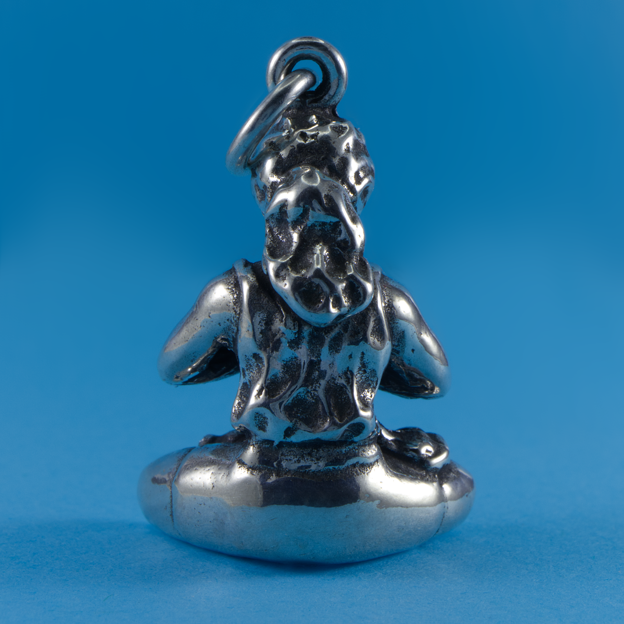 Sterling Silver Yoga Lotus Pose charm or pendant - Back View -  CharmWorks