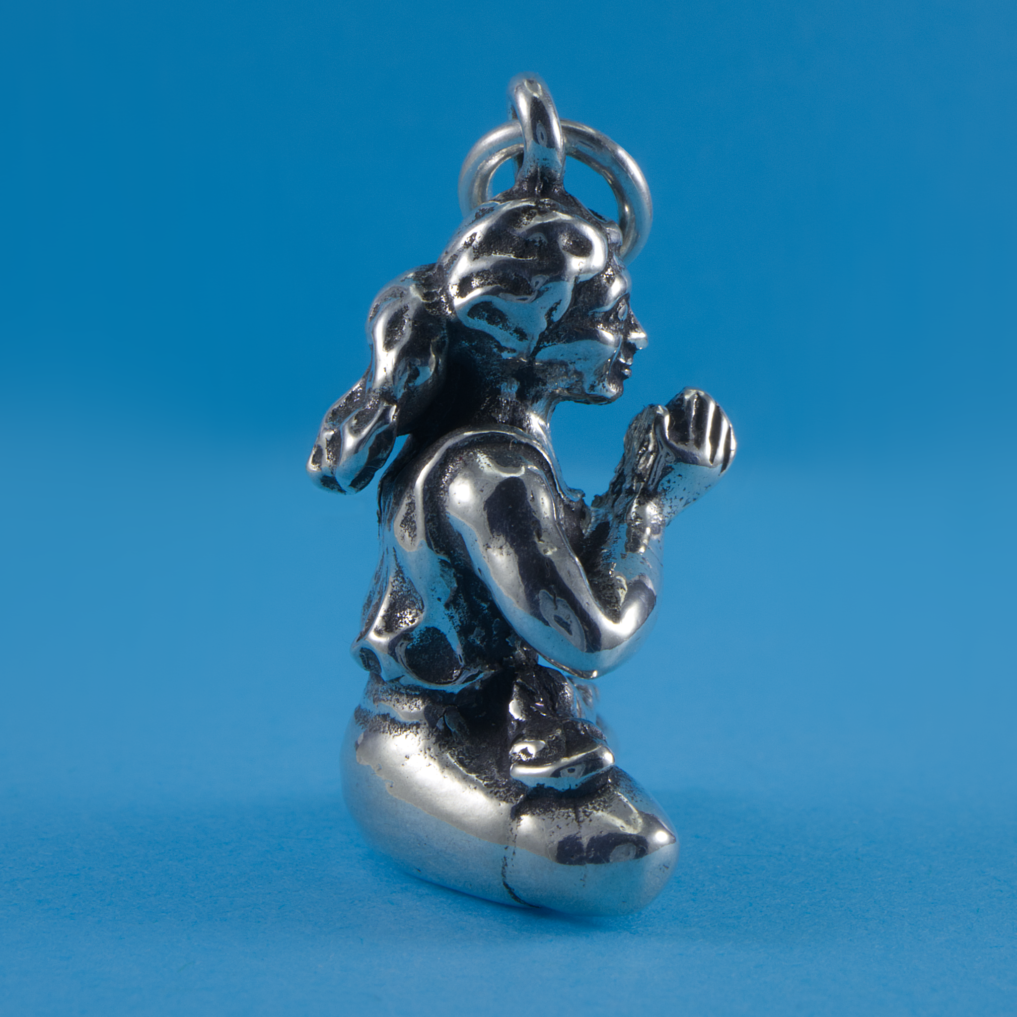 Sterling Silver Yoga Lotus Pose charm or pendant - Side View -  CharmWorks