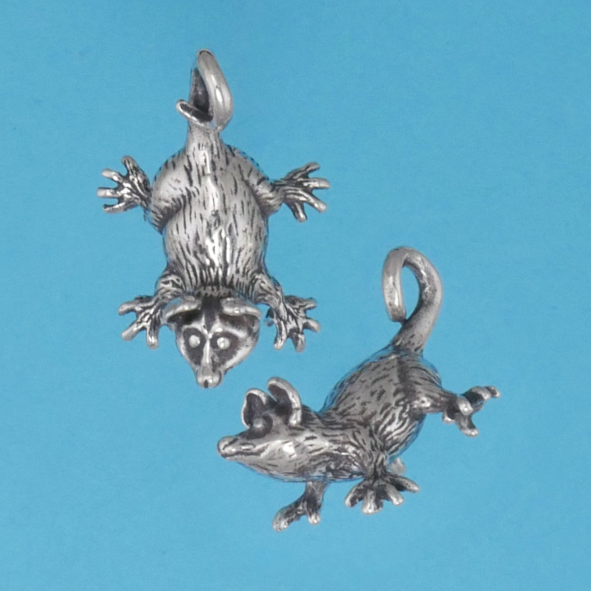 Orecchini pendenti a forma di opossum - argento sterling 30 mm con gancio - Italia