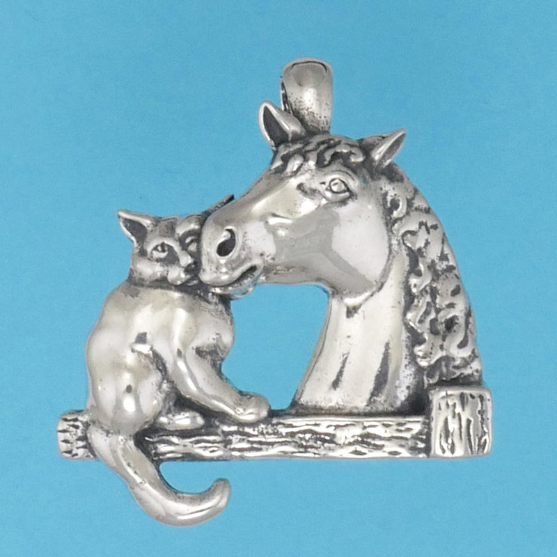 Cat With Horse Pendant - Charmworks