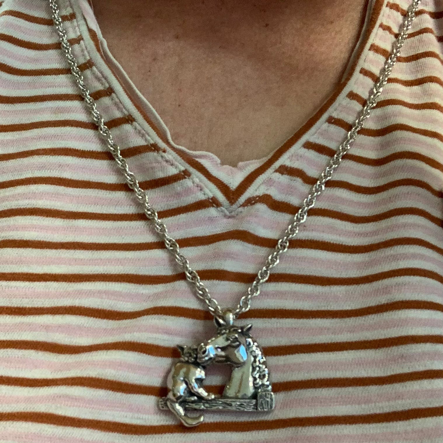 Cat With Horse Pendant - Charmworks