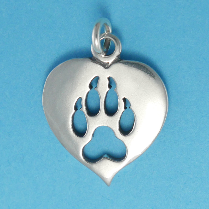 Dog Paw Print Heart Charm - Charmworks