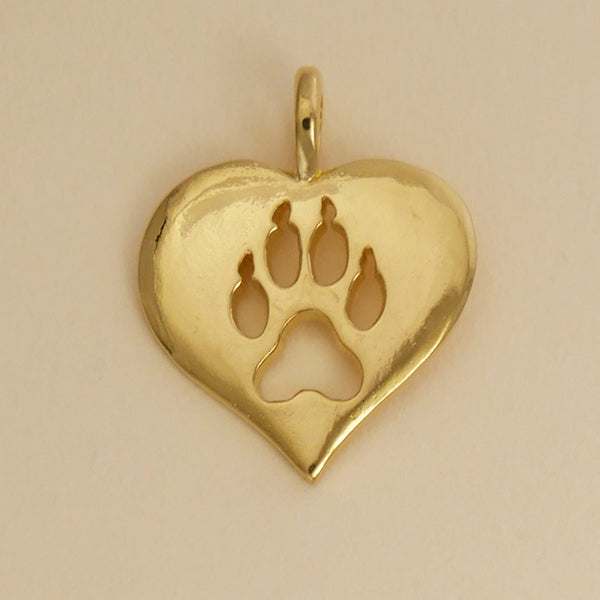 Wolf Paw Print Heart Pendant - Charmworks