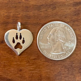 Wolf Paw Print Heart Pendant - Charmworks