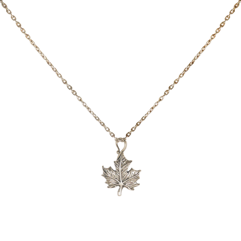 Buy Cz Pave Maple Leaf Necklace 14K Gold Maple Leaf Charm Online in India -  Etsy