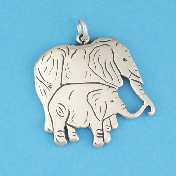 Elephant Mama And Baby Pendant - Charmworks