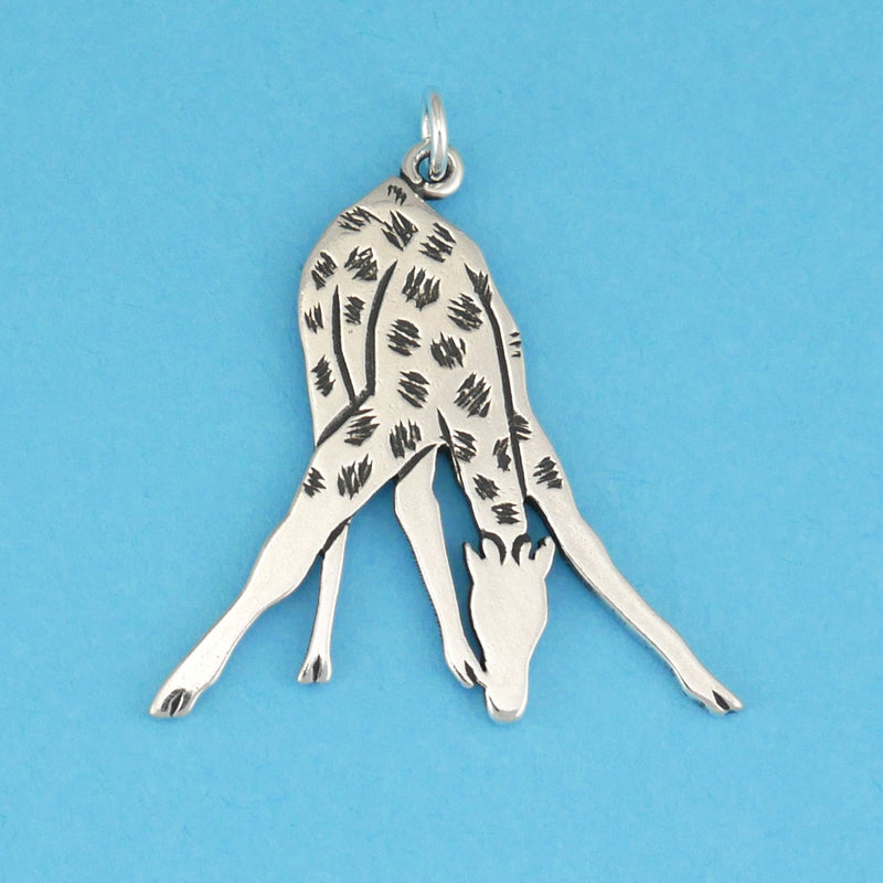 Giraffe At The Watering Hole Charm - Charmworks