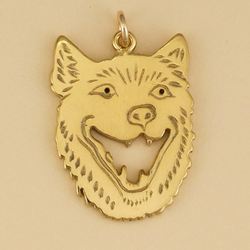 Laughing Wolf Head Pendant - Charmworks