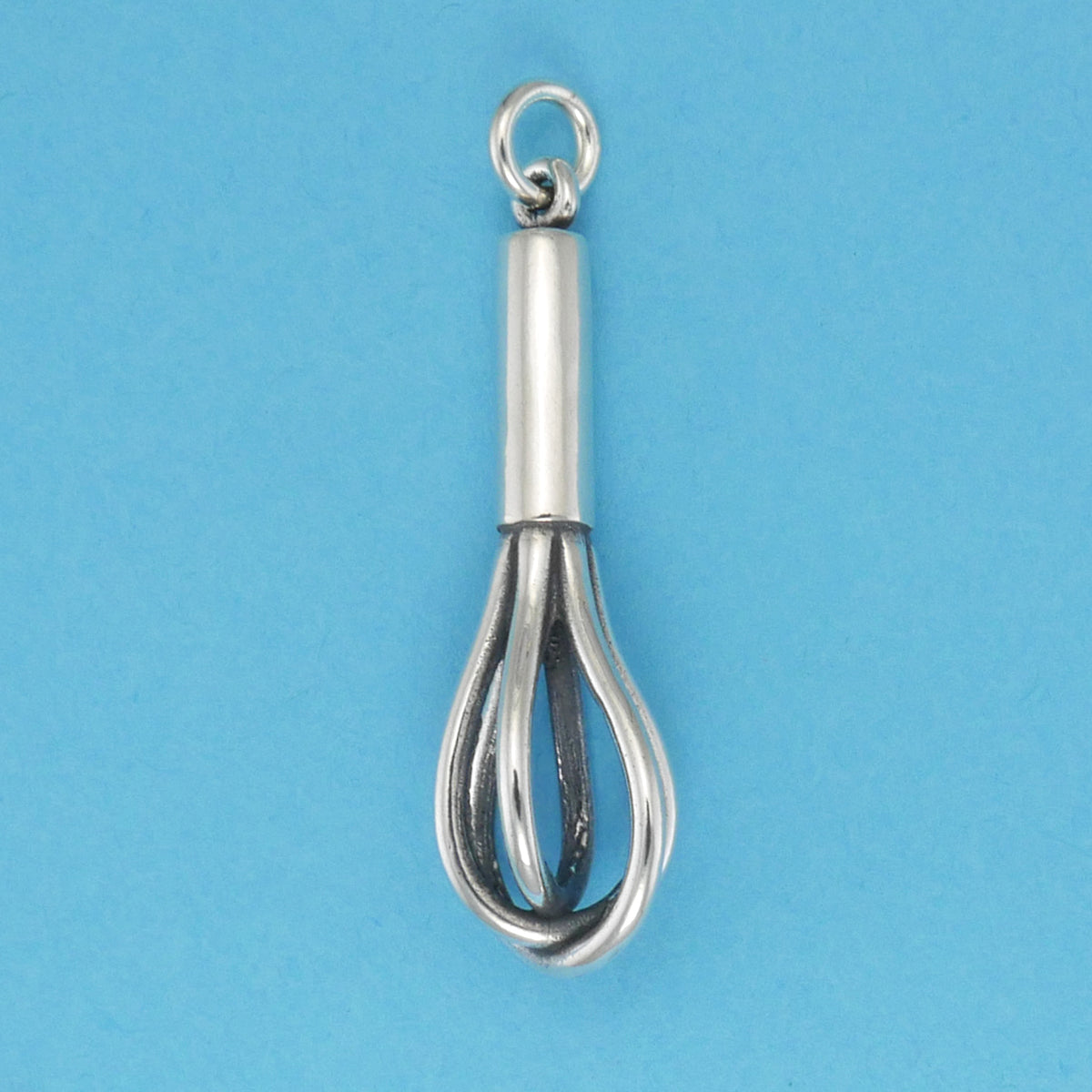 Sterling Silver Spatula, Frying Pan & Whisk Charm – Cubic Zirconia, Dangle Style, Thailand Made