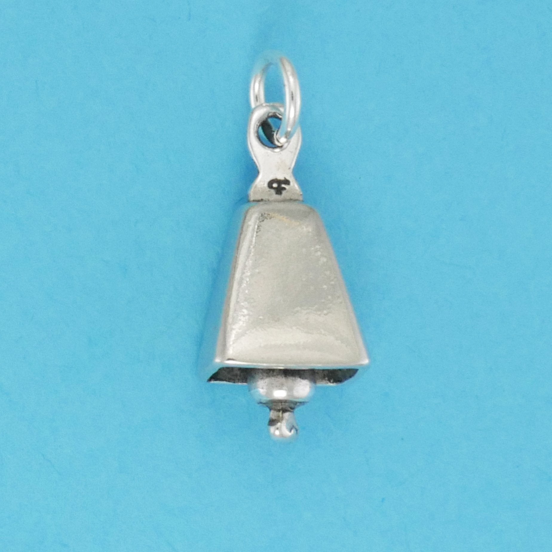 Yellow Gold Cow Bell Charm - 14K Livestock Farming Slightly Moves