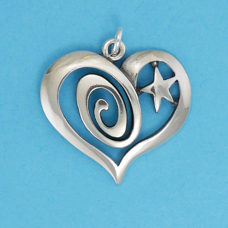 Swirl And Star Heart Pendant - Charmworks