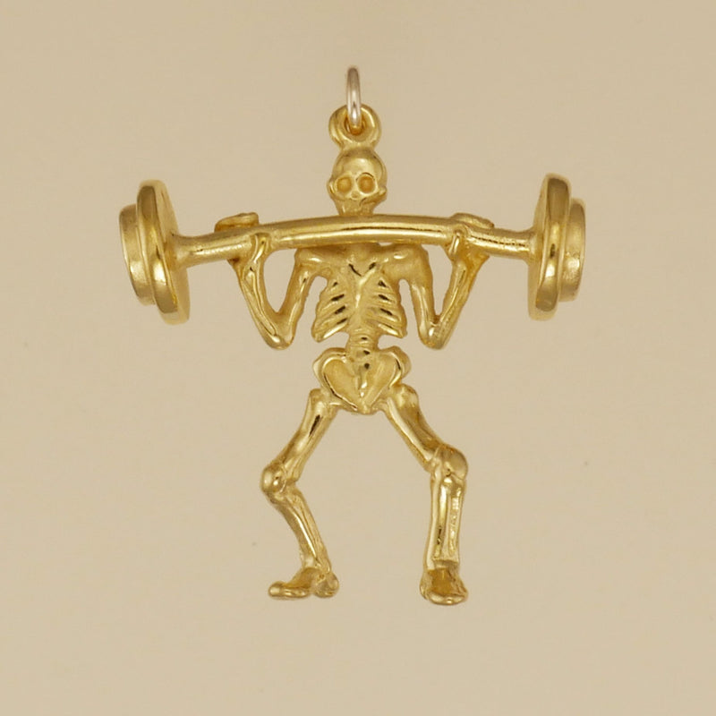 Weight Lifter Skeleton Charm - Charmworks
