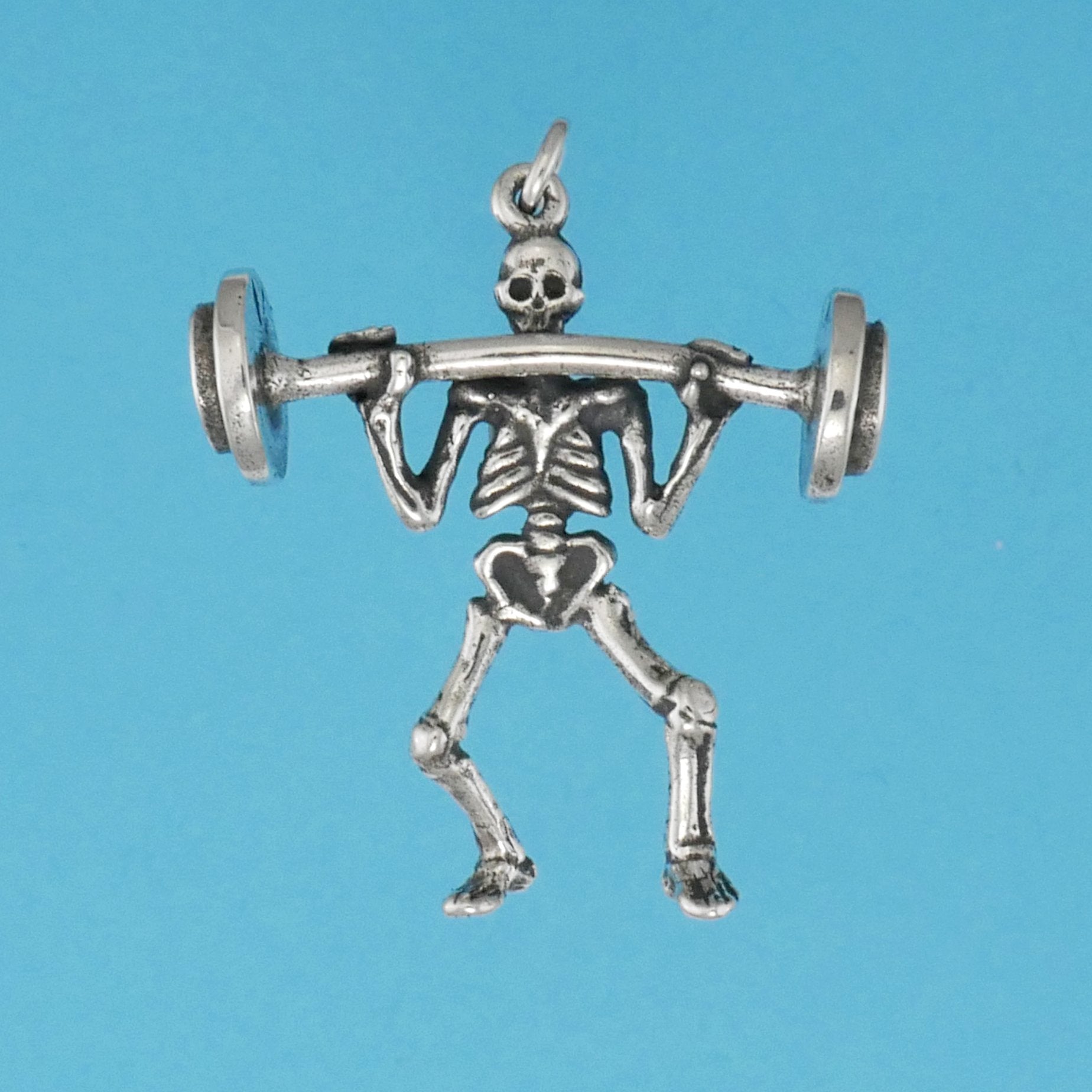 Weight Lifter Skeleton Charm - Charmworks