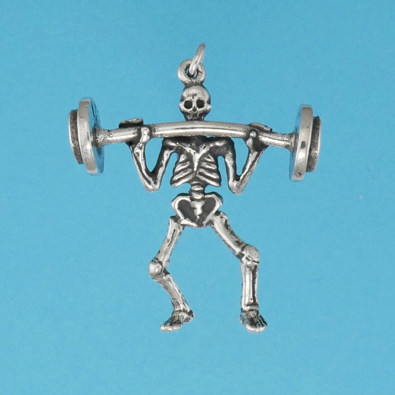 Weight Lifter Skeleton Charm - Charmworks